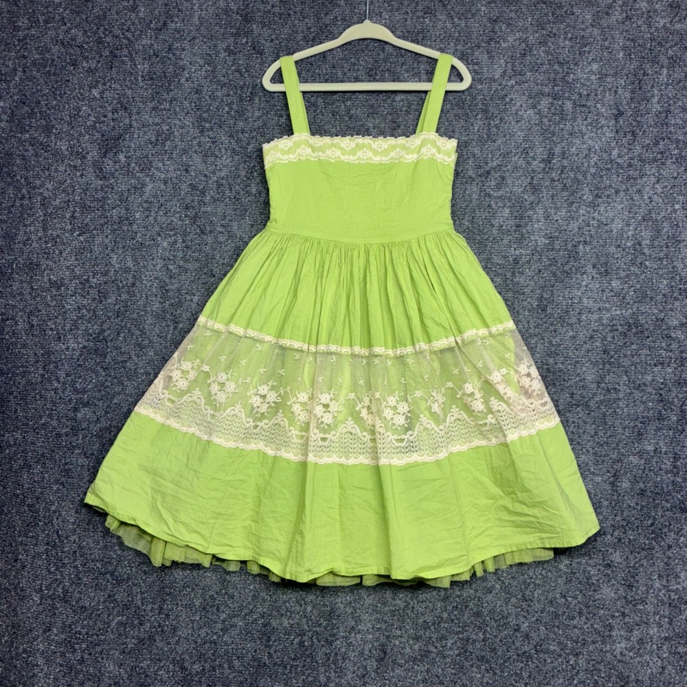 Vintage GapKids Girls Easter Lace Dress Fern Green XS 4-5 Cottagecore Coquette